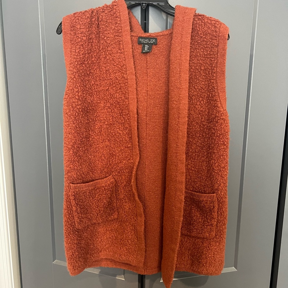 Rust Orange Open Front Vest